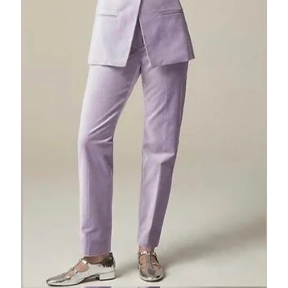 NWT!! J. CREW Kate Slim Fit Pants Velvet Hazy Lilac Pastel Purple Velvety Size 4 - Picture 1 of 14